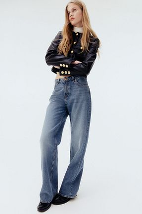 شلوار جین آبی زنانه پاچه گشاد H&M - کد 857612710