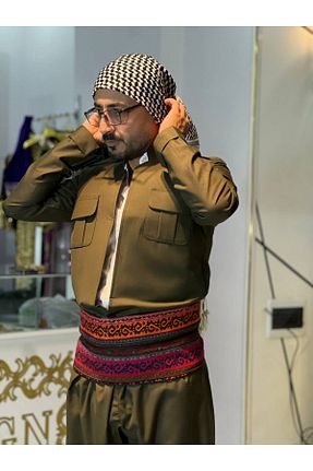 ست بالاتنه و پائین تنه خاکی مردانه بافتنی SOLİN YÖRESEL - کد 879385280