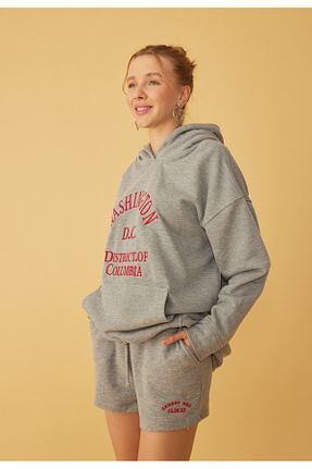 سوئیشرت طوسی زنانه چاپی TUBİA - کد 780618672