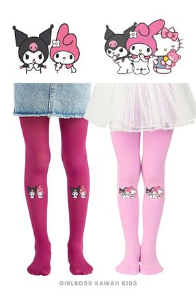 جوراب رنگی بچه گانه مخلوط پلی آمید Girlboss Kawaii - کد 879408180