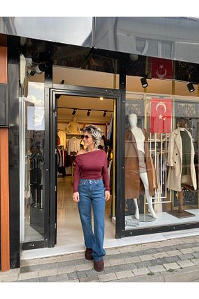شلوار جین آبی زنانه پاچه گشاد özlem adaşoğlu boutique - کد 879412749