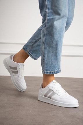 کفش اسنیکر سفید زنانه بند دار galya shoes - کد 797335298