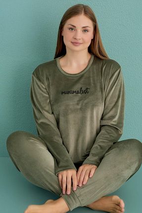 ست لباس راحتی سایز بزرگ سبز زنانه چاپی cotonhause - کد 879411038