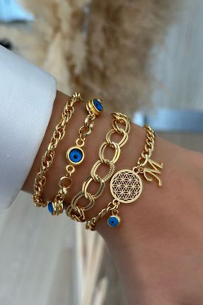 دستبند جواهر طلائی زنانه برنجی Trendy Butik - کد 873416958
