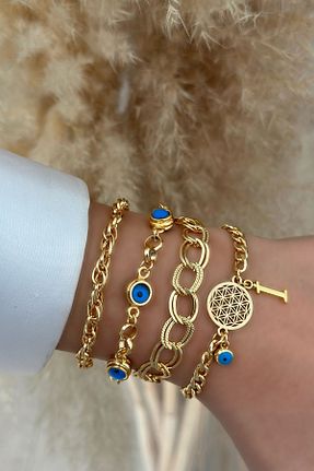 دستبند جواهر طلائی زنانه برنجی Trendy Butik - کد 873417030
