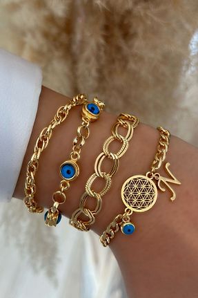 دستبند جواهر طلائی زنانه برنجی Trendy Butik - کد 873416922