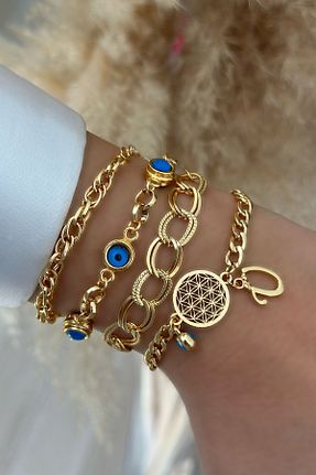 دستبند جواهر طلائی زنانه برنجی Trendy Butik - کد 873417717