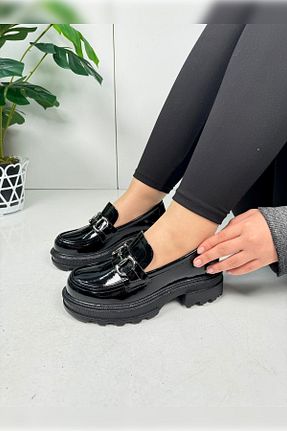 کفش لوفر مشکی زنانه چرم مصنوعی İmerShoes - کد 882059930