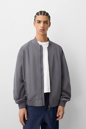 کت طوسی مردانه رگولار Bershka - کد 879498243