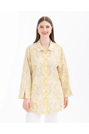 پیراهن زرد زنانه یقه پیراهنی SEÇİLSTORE - کد 879937642