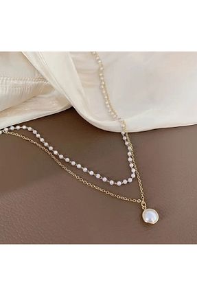 گردنبند جواهر سفید زنانه روکش پلاتینیوم LIGHTOFCRAB - کد 879684654