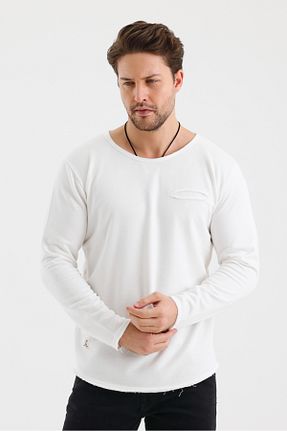 سوئیشرت سفید مردانه ساده PELİTİSS - کد 879782195