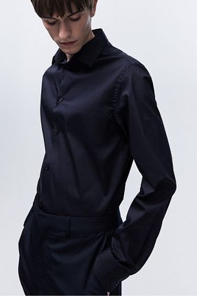 پیراهن سرمه ای مردانه اسلیم فیت H&M - کد 877378843