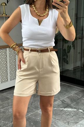 شلوارک و برمودا بژ زنانه %100 پنبه TARCENMODA - کد 879764912