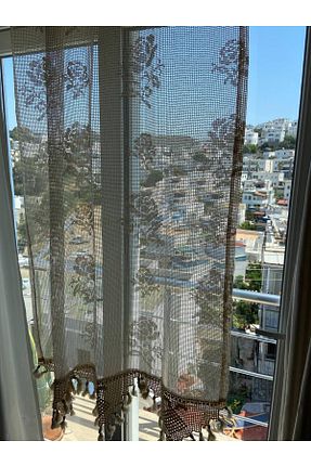 پرده توری بژ ریل دار Bodrum Otantik - کد 879857742