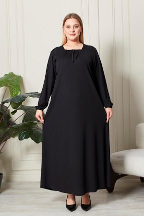 لباس سایز بزرگ مشکی زنانه مخلوط ویسکون Ferace - کد 879879026