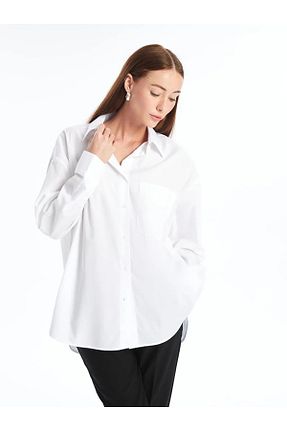 پیراهن سفید زنانه اورسایز LC Waikiki - کد 879869449