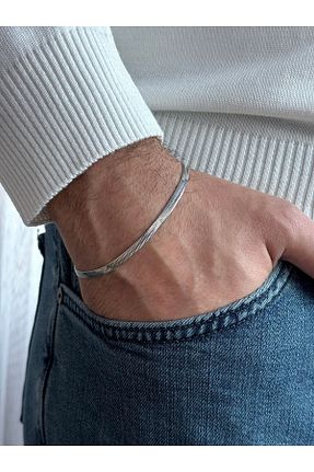 دستبند نقره طوسی مردانه 925 عیار Doğaltaş - کد 879915446