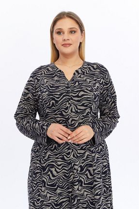 لباس سایز بزرگ طوسی زنانه پارچه Nehir tekstil - کد 879931578