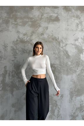 بادی سفید زنانه یقه ایستاده MODA - کد 879929805