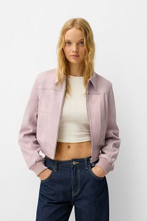 کاپشن صورتی زنانه Relaxed Bershka - کد 879948914