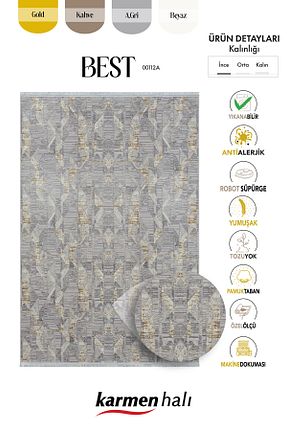 فرش طوسی آنتی آلرژی Karmen - کد 750048131
