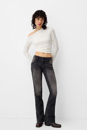 شلوار جین مشکی زنانه رگولار Bershka - کد 879949183