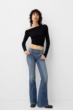 شلوار جین آبی زنانه رگولار Bershka - کد 879949061