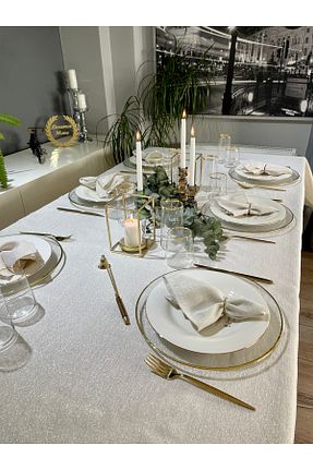 رومیزی بژ کتان Decamor home - کد 245252302