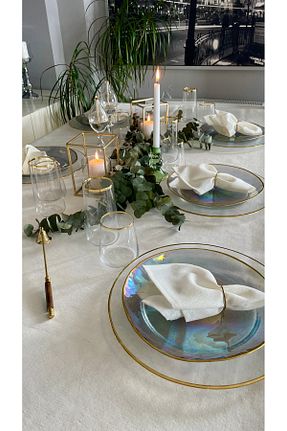 رومیزی سفید کتان Decamor home - کد 676857797