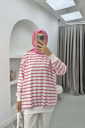 سوئیشرت صورتی زنانه اورسایز Pardesü Dünyası - کد 879990528