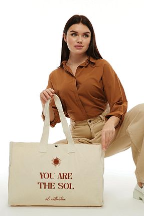 کیف ساحلی بژ زنانه پارچه ای Çınar Bez Çanta - کد 823862764
