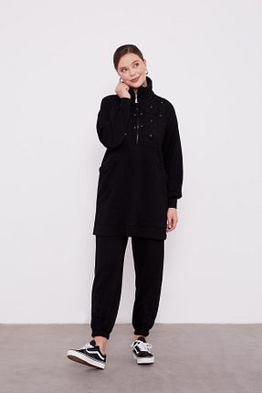 ست بالاتنه و پائین تنه مشکی زنانه بافتنی Levidor - کد 879979121