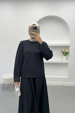 ست بالاتنه و پائین تنه سرمه ای زنانه بافتنی Pardesü Dünyası - کد 879999262