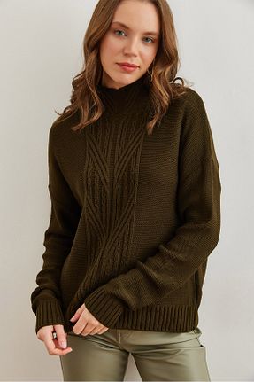 پلیور خاکی زنانه Saç Örgü Olalook - کد 878215343
