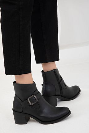 بوت / نیم بوت مشکی زنانه چرم مصنوعی SOHO - کد 877586497