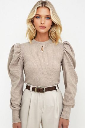 بلوز بژ زنانه ساده Trend Alaçatı Stili - کد 878231569