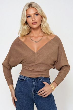 بلوز بژ زنانه ساده Trend Alaçatı Stili - کد 344098286