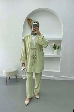 ست بالاتنه و پائین تنه سبز زنانه بافتنی Pardesü Dünyası - کد 856359373