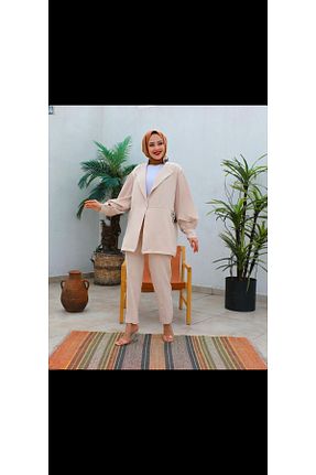 ست بالاتنه و پائین تنه حجاب بژ زنانه Blazer ELİF ELA GİYİM KOZMETİK - کد 877874632