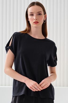 تیشرت مشکی زنانه یقه دوچرخه Naramaxx - کد 877918338