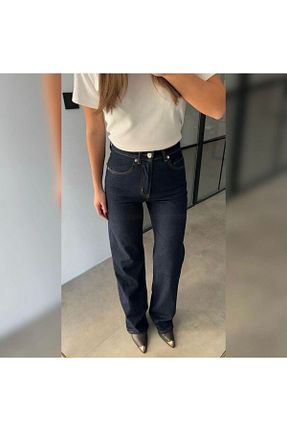 شلوار جین سرمه ای زنانه پاچه پهن Niceboutique - کد 877960157