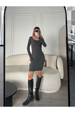 لباس طوسی زنانه بافتنی Moda Hour - کد 877984056