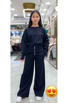 ست بالاتنه و پائین تنه مشکی بچه گانه بافت Minimoda Kids - کد 878098080