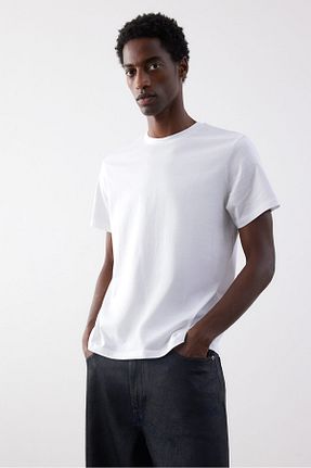 تیشرت سفید مردانه یقه دوچرخه H&M - کد 854148805