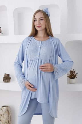 ست لباس راحتی بارداری آبی زنانه مخلوط ویسکون ERDENİZ TEKSTİL - کد 878126680