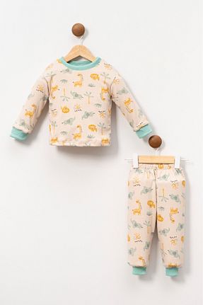 ست لباس راحتی فیروزه ای بچه گانه چاپی aden kids - کد 878120182