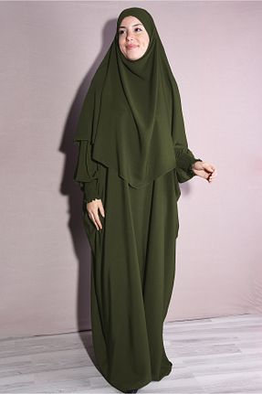 ست بالاتنه و پائین تنه حجاب خاکی زنانه اورسایز Ns nowascarf - کد 878128056