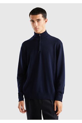 پلیور سرمه ای مردانه ساده United Colors of Benetton - کد 780922149