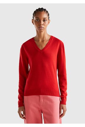 پلیور قرمز زنانه ساده United Colors of Benetton - کد 772836993